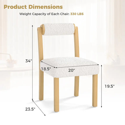 Wooden Dining Chair with Rubber Wood Frame and Cylinder Back Set of 2-White - White - Dining Chairs