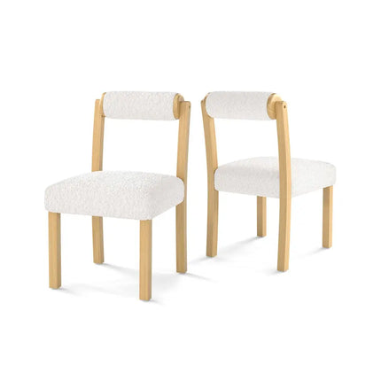 Wooden Dining Chair with Rubber Wood Frame and Cylinder Back Set of 2-White - White - Dining Chairs