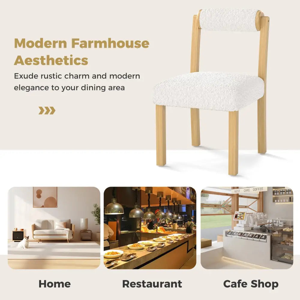 Wooden Dining Chair with Rubber Wood Frame and Cylinder Back Set of 2-White - White - Dining Chairs
