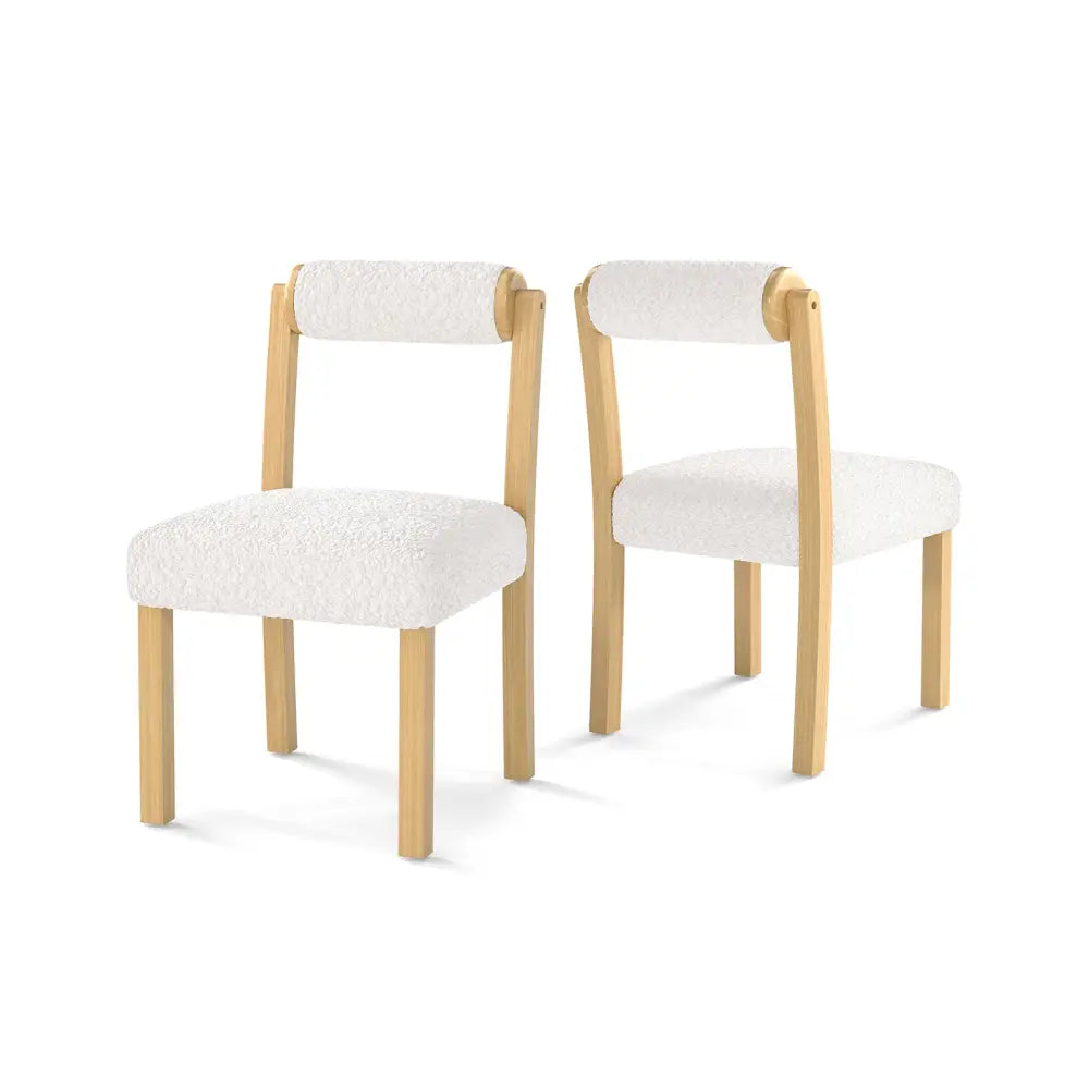 Wooden Dining Chair with Rubber Wood Frame and Cylinder Back Set of 2-White - White - Dining Chairs