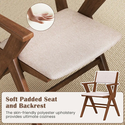 Wooden Dining Chair with Rubber Wood Frame Set of 2-Walnut - Walnut - Dining Chairs