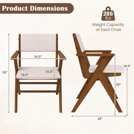 Wooden Dining Chair with Rubber Wood Frame Set of 2-Walnut - Walnut - Dining Chairs