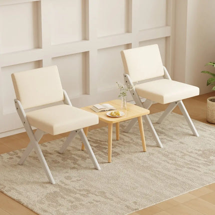 Wooden Dining Chairs of 2 with Rubber Wood Frame and Padded Cushions-White - White - Dining Chairs