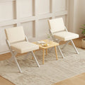 Wooden Dining Chairs of 2 with Rubber Wood Frame and Padded Cushions-White - White - Dining Chairs
