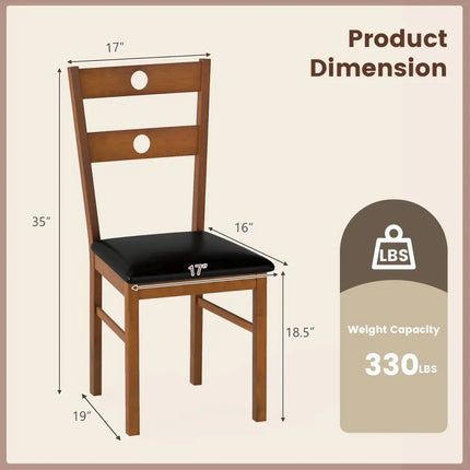 Wooden Dining Chairs Set of 2 Armless Kitchen Chairs with Hollowed Backrest-brown - Brown - Dining Chairs