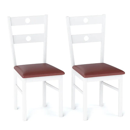 Wooden Dining Chairs Set of 2 Armless Kitchen Chairs with Hollowed Backrest-White - White - Dining Chairs