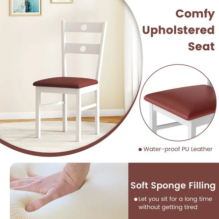 Wooden Dining Chairs Set of 2 Armless Kitchen Chairs with Hollowed Backrest-White - White - Dining Chairs