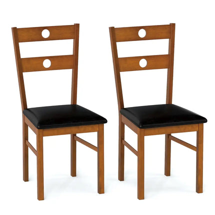 Wooden Dining Chairs Set of 2 Armless Kitchen Chairs with Hollowed Backrest-brown - Brown - Dining Chairs