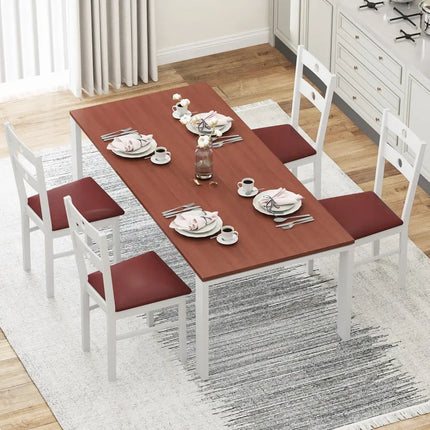 Wooden Dining Chairs Set of 2 Armless Kitchen Chairs with Hollowed Backrest-White - White - Dining Chairs
