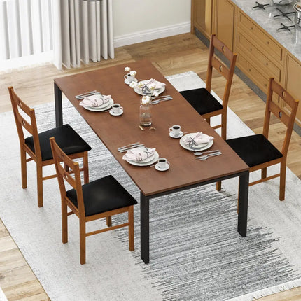 Wooden Dining Chairs Set of 2 Armless Kitchen Chairs with Hollowed Backrest-brown - Brown - Dining Chairs