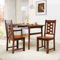 Wooden Dining Chairs Set of 2 Kitchen Chair with Solid Rubber Wood Frame-Walnut - Walnut - Dining Chairs