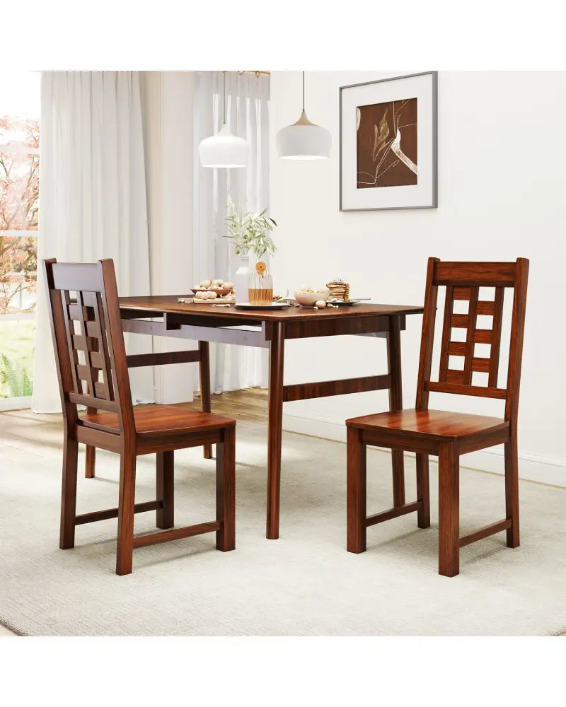 Wooden Dining Chairs Set of 2 Kitchen Chair with Solid Rubber Wood Frame-Walnut - Walnut - Dining Chairs
