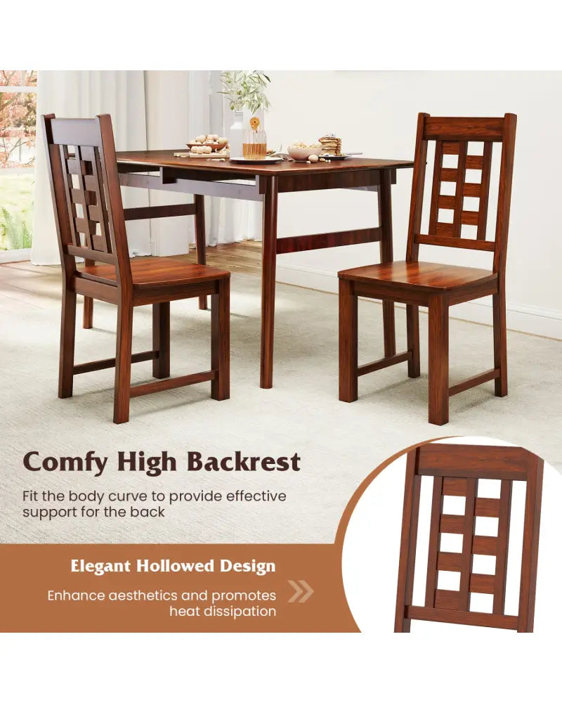 Wooden Dining Chairs Set of 2 Kitchen Chair with Solid Rubber Wood Frame-Walnut - Walnut - Dining Chairs