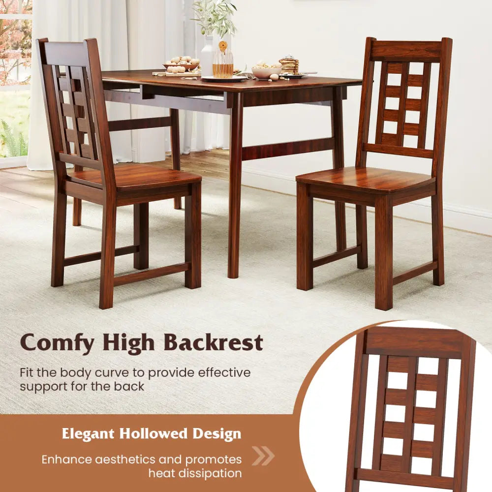 Wooden Dining Chairs Set of 2 Kitchen Chair with Solid Rubber Wood Frame-Walnut - Walnut - Dining Chairs