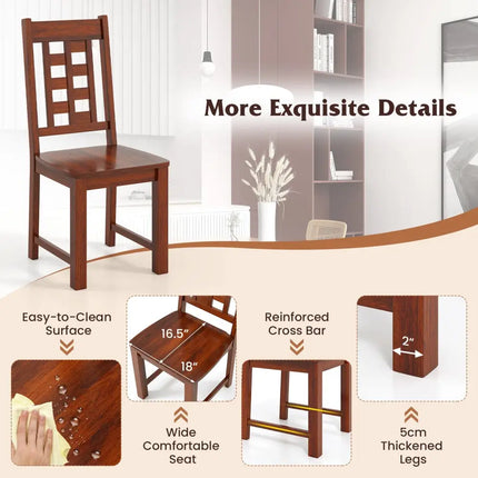 Wooden Dining Chairs Set of 2 Kitchen Chair with Solid Rubber Wood Frame-Walnut - Walnut - Dining Chairs