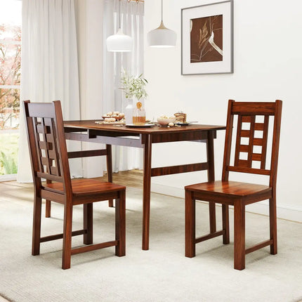 Wooden Dining Chairs Set of 2 Kitchen Chair with Solid Rubber Wood Frame-Walnut - Walnut - Dining Chairs