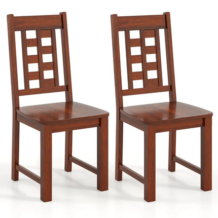 Wooden Dining Chairs Set of 2 Kitchen Chair with Solid Rubber Wood Frame-Walnut - Walnut - Dining Chairs