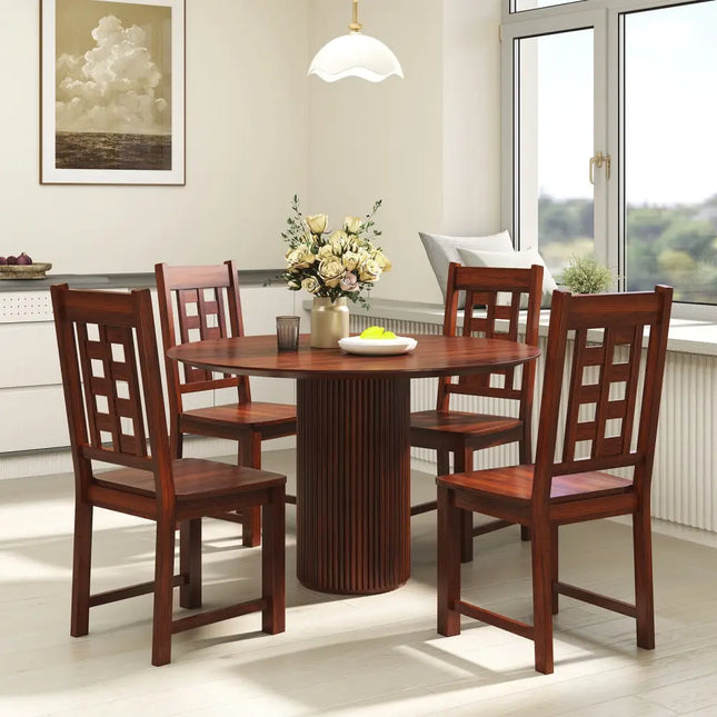 Wooden Dining Chairs Set of 2 Kitchen Chair with Solid Rubber Wood Frame-Walnut - Walnut - Dining Chairs
