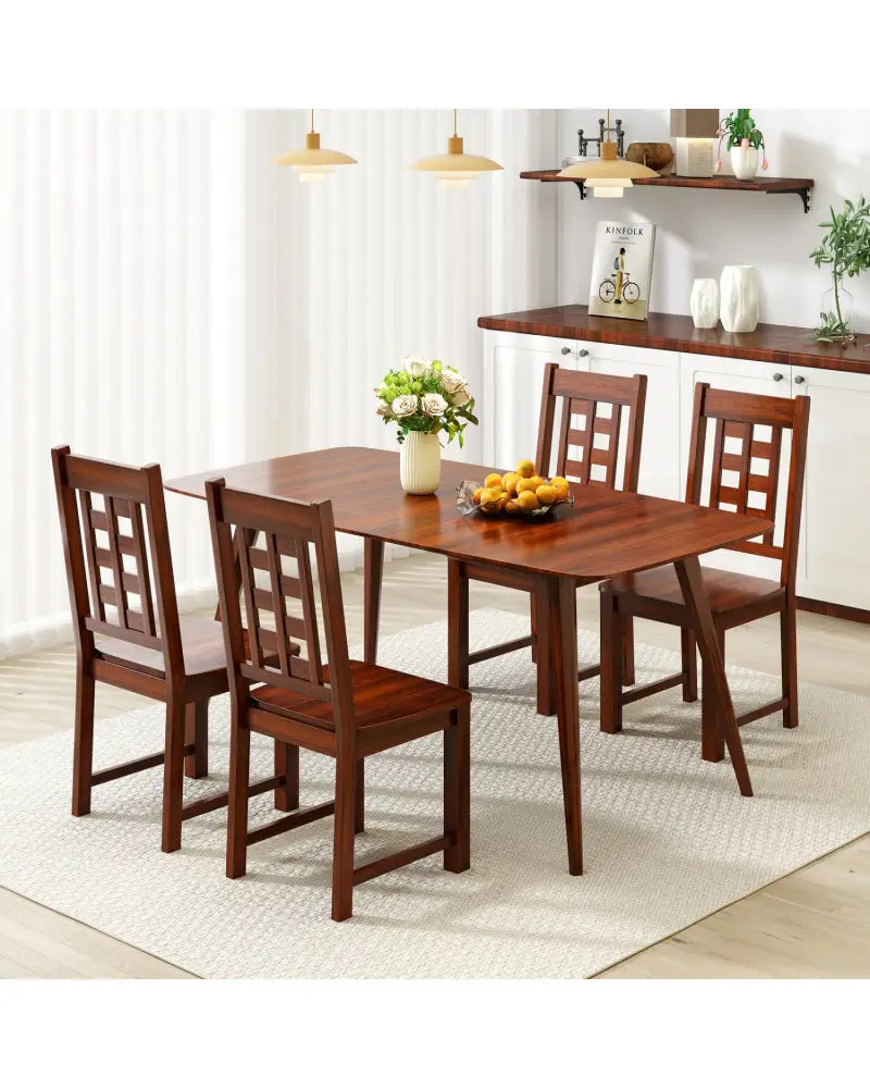 Wooden Dining Chairs Set of 2 Kitchen Chair with Solid Rubber Wood Frame-Walnut - Walnut - Dining Chairs