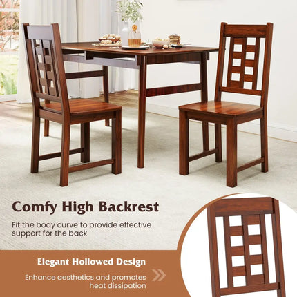 Wooden Dining Chairs Set of 2 Kitchen Chair with Solid Rubber Wood Frame-Walnut - Walnut - Dining Chairs