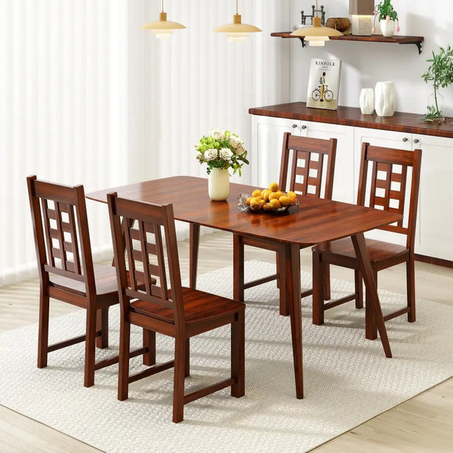 Wooden Dining Chairs Set of 2 Kitchen Chair with Solid Rubber Wood Frame-Walnut - Walnut - Dining Chairs