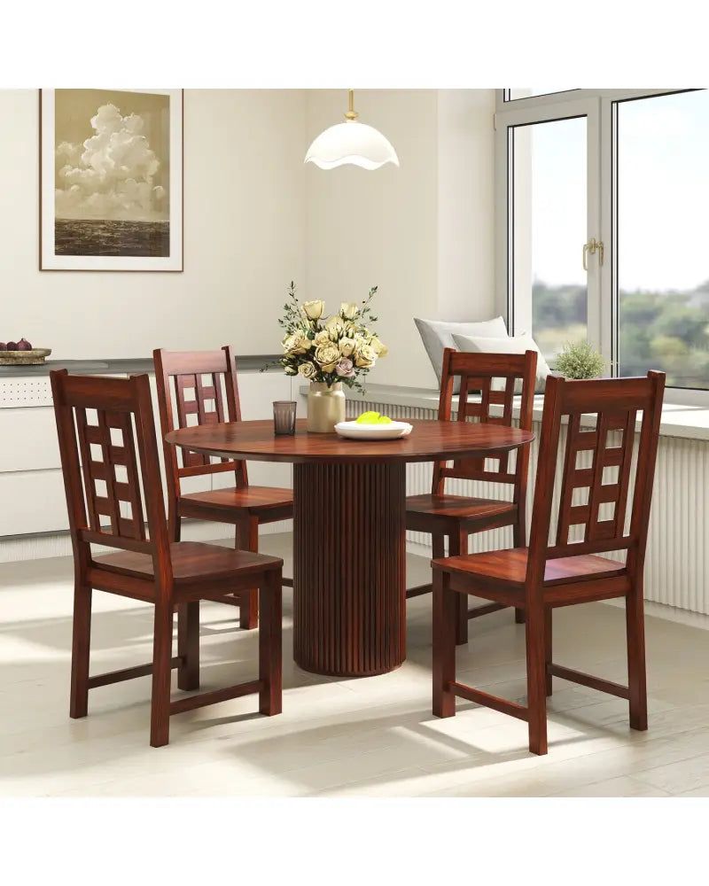 Wooden Dining Chairs Set of 2 Kitchen Chair with Solid Rubber Wood Frame-Walnut - Walnut - Dining Chairs