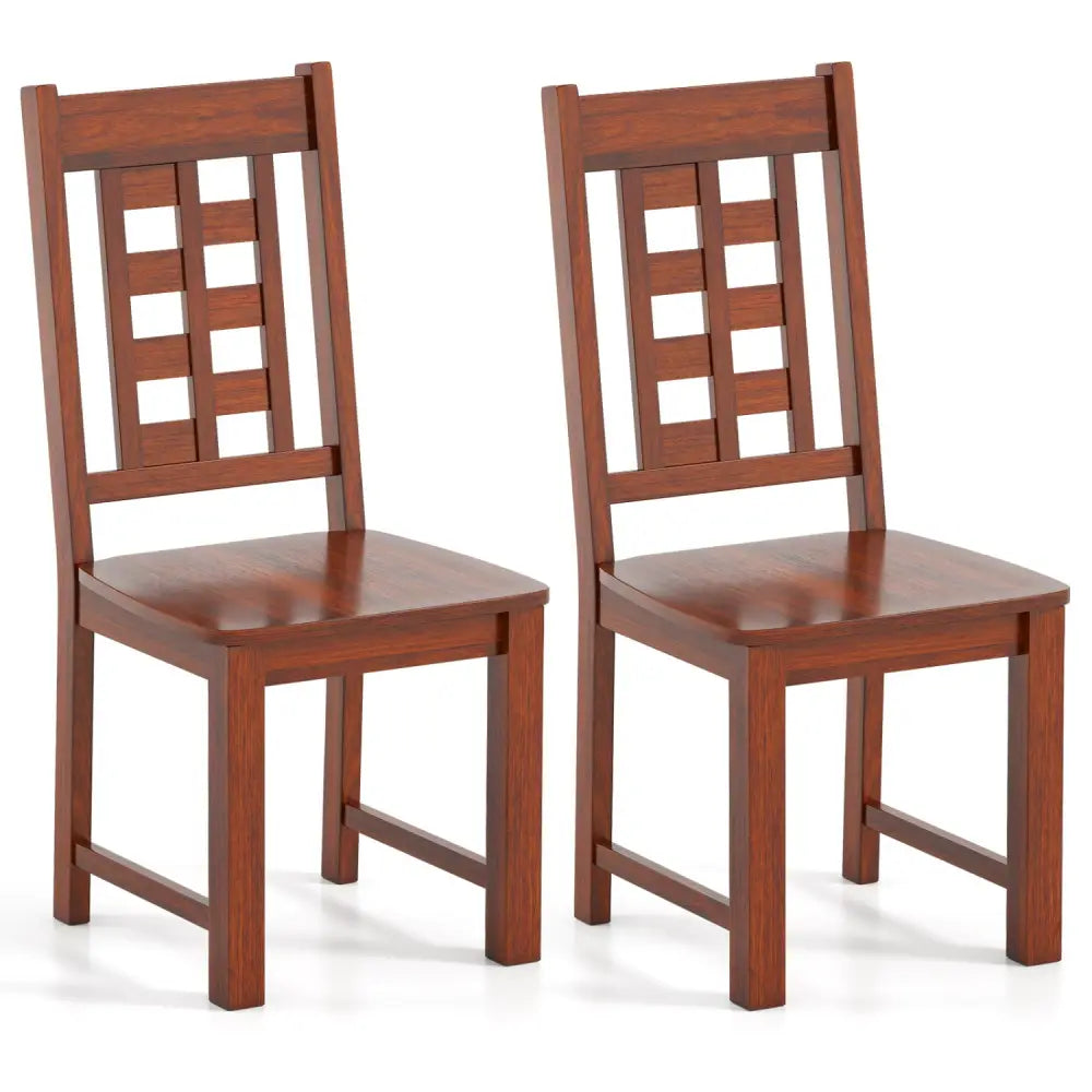 Wooden Dining Chairs Set of 2 Kitchen Chair with Solid Rubber Wood Frame-Walnut - Walnut - Dining Chairs
