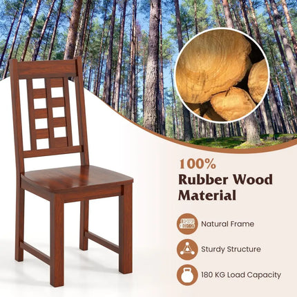 Wooden Dining Chairs Set of 2 Kitchen Chair with Solid Rubber Wood Frame-Walnut - Walnut - Dining Chairs