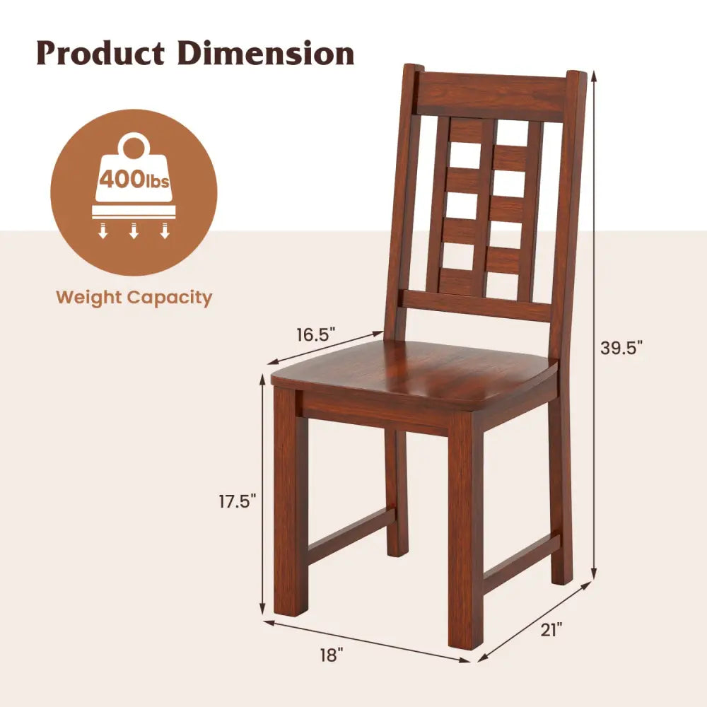 Wooden Dining Chairs Set of 2 Kitchen Chair with Solid Rubber Wood Frame-Walnut - Walnut - Dining Chairs