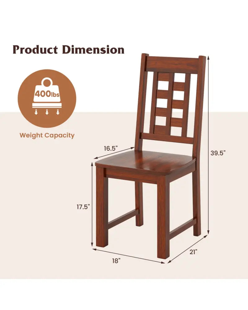 Wooden Dining Chairs Set of 2 Kitchen Chair with Solid Rubber Wood Frame-Walnut - Walnut - Dining Chairs