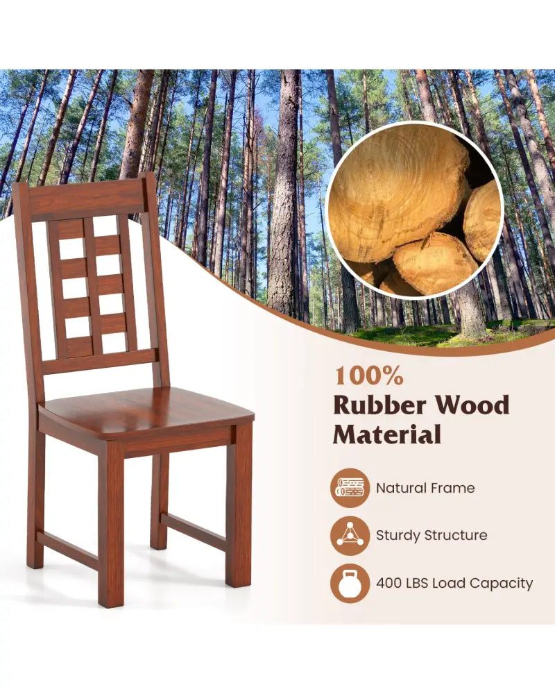 Wooden Dining Chairs Set of 2 Kitchen Chair with Solid Rubber Wood Frame-Walnut - Walnut - Dining Chairs