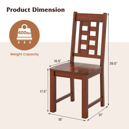 Wooden Dining Chairs Set of 2 Kitchen Chair with Solid Rubber Wood Frame-Walnut - Walnut - Dining Chairs