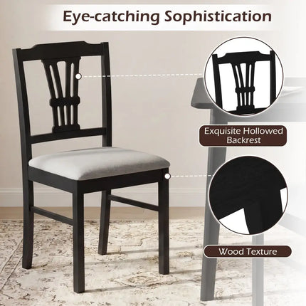 Wooden Dining Chairs Set of 2 Upholstered Kitchen Chairs with Solid Rubber Wood Frame-Gray - Gray - Dining Chairs
