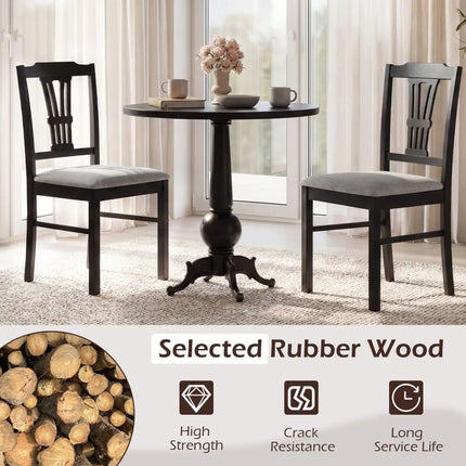 Wooden Dining Chairs Set of 2 Upholstered Kitchen Chairs with Solid Rubber Wood Frame-Gray - Gray - Dining Chairs