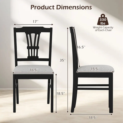 Wooden Dining Chairs Set of 2 Upholstered Kitchen Chairs with Solid Rubber Wood Frame-Gray - Gray - Dining Chairs