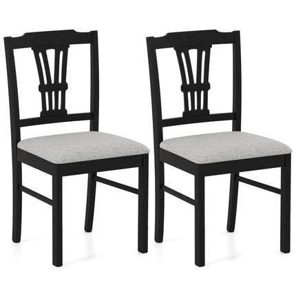 Wooden Dining Chairs Set of 2 Upholstered Kitchen Chairs with Solid Rubber Wood Frame-Gray - Gray - Dining Chairs