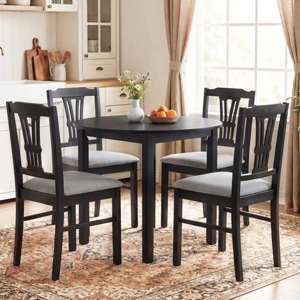 Wooden Dining Chairs Set of 2 Upholstered Kitchen Chairs with Solid Rubber Wood Frame-Gray - Gray - Dining Chairs