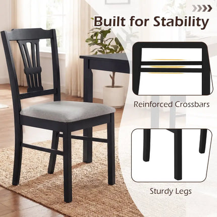 Wooden Dining Chairs Set of 2 Upholstered Kitchen Chairs with Solid Rubber Wood Frame-Gray - Gray - Dining Chairs