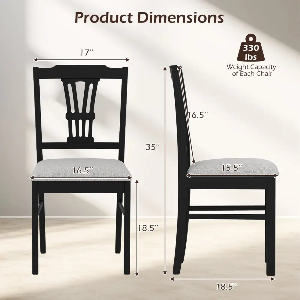 Wooden Dining Chairs Set of 2 Upholstered Kitchen Chairs with Solid Rubber Wood Frame-Gray - Gray - Dining Chairs