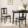 Wooden Dining Chairs Set of 2 Upholstered Kitchen Chairs with Solid Rubber Wood Frame-Gray - Gray - Dining Chairs