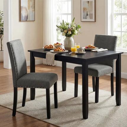 Wooden Dining Chairs Set of 2 with Bent Wood Legs - Gray - Dining Chairs