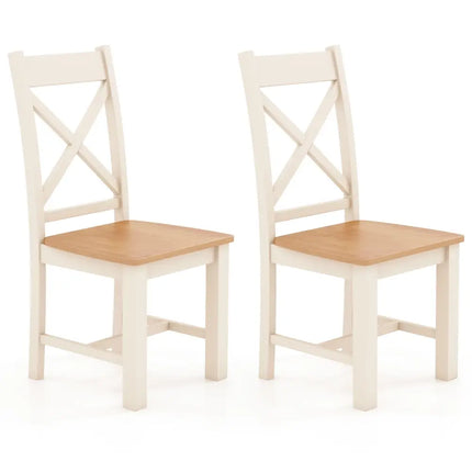 Wooden Dining Chairs Set of 2 with High Back and Rubber Wood Frame-Natural - Natural - Dining Chairs