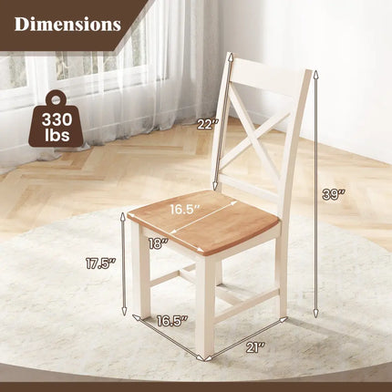 Wooden Dining Chairs Set of 2 with High Back and Rubber Wood Frame-Natural - Natural - Dining Chairs