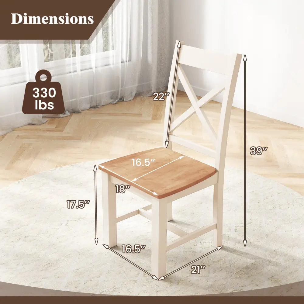 Wooden Dining Chairs Set of 2 with High Back and Rubber Wood Frame-Natural - Natural - Dining Chairs