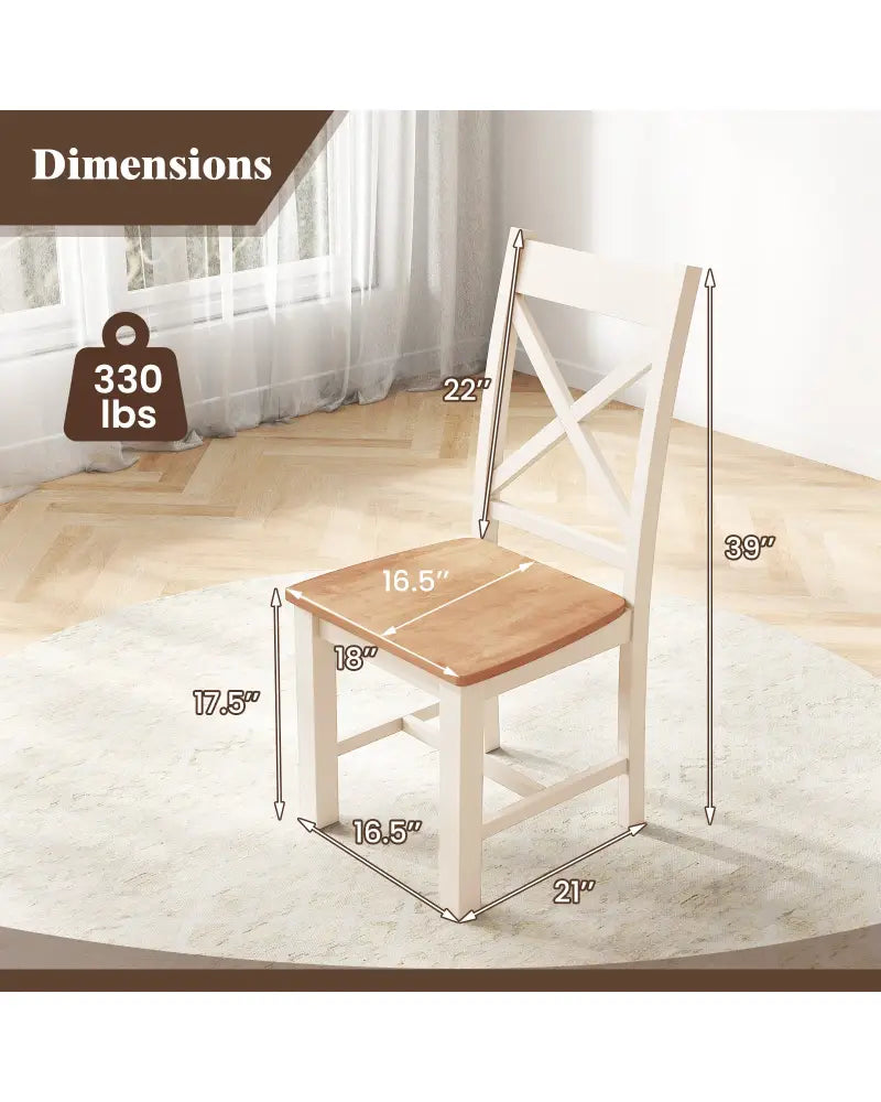 Wooden Dining Chairs Set of 2 with High Back and Rubber Wood Frame-Natural - Natural - Dining Chairs