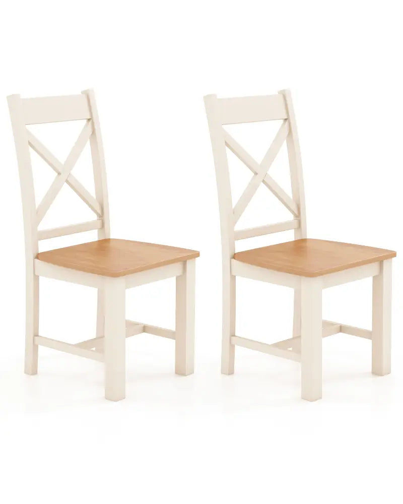 Wooden Dining Chairs Set of 2 with High Back and Rubber Wood Frame-Natural - Natural - Dining Chairs