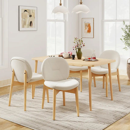 Wooden Dining Chairs Set of 2 with Rubber Wood Legs-White - White - Dining Chairs