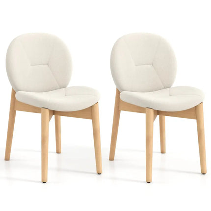 Wooden Dining Chairs Set of 2 with Rubber Wood Legs-White - White - Dining Chairs