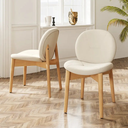 Wooden Dining Chairs Set of 2 with Rubber Wood Legs-White - White - Dining Chairs