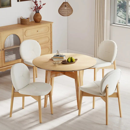 Wooden Dining Chairs Set of 2 with Rubber Wood Legs-White - White - Dining Chairs